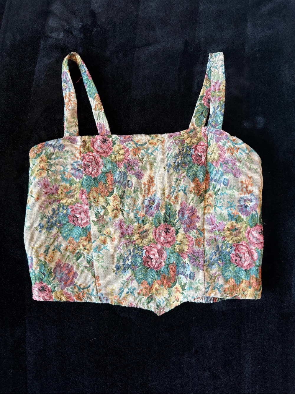 Discreet Floral Tapestry Camisole - Cream, Pink, Green, Blue